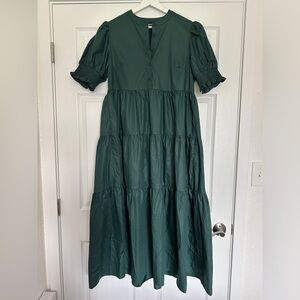 En Saison winter green midi dress, size M.